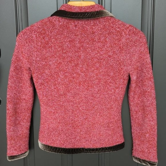 Anthropologie HWR Monogram Touring jacket / sweater with velvet trim - Picture 3 of 6